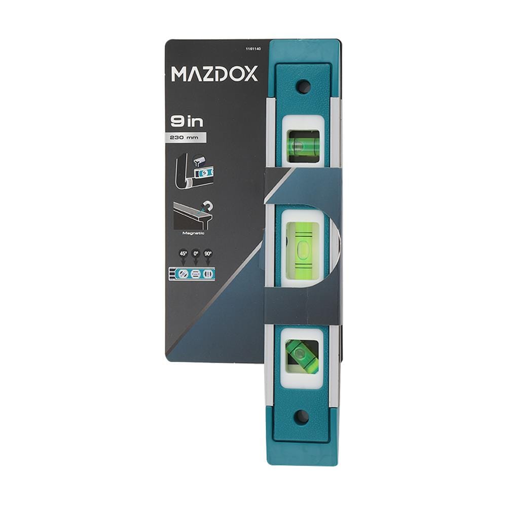 ระดับน้ำ ขอบอะลูมิเนียม มีแม่เหล็ก MAZDOX W062002 9 นิ้ว