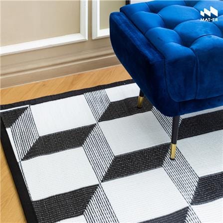 เสื่ออเนกประสงค์ MAT-ER TILES 3D Size M 150x240 ซม. สีดำ/ขาว_3