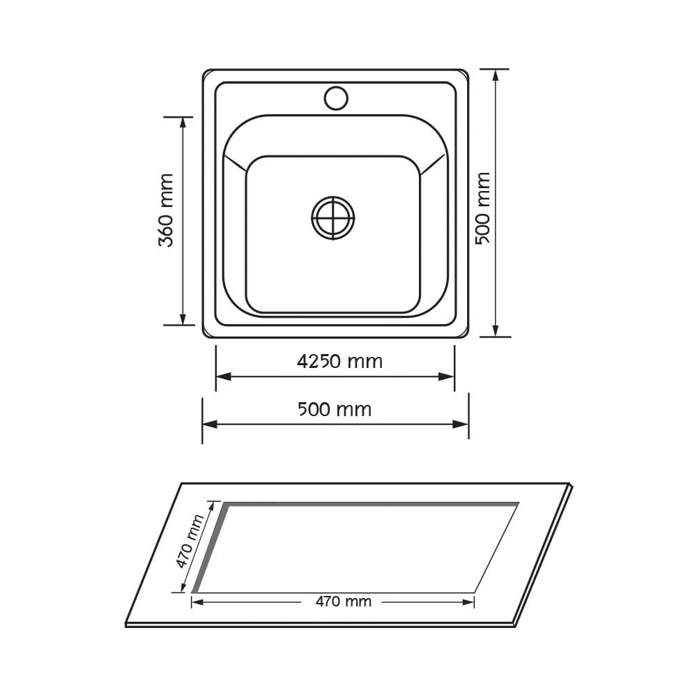 ซิงค์ฝัง 1หลุม AXIA PP5050 สเตนเลส