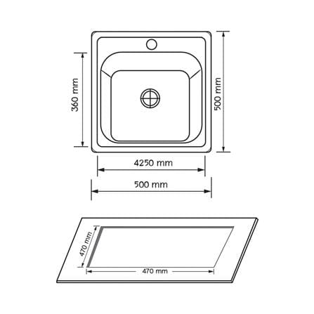 ซิงค์ฝัง 1หลุม AXIA PP5050 สเตนเลส_3