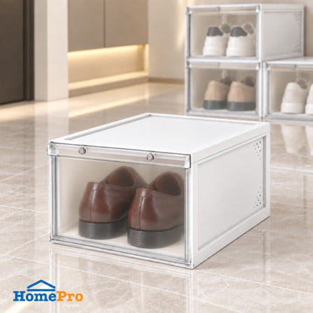 กล่องรองเท้า STACKO MAGNETIC LOCK MONO 28X37X18.3 ซม. สีขาว