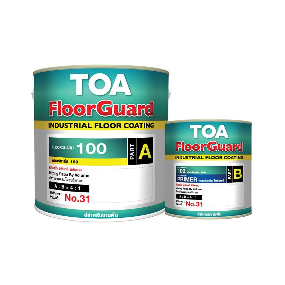 สีทาทับหน้าอีพ็อกซี่ TOA FLOORGUARD 100 A+B 1028 สีเหลือง 1 แกลลอน