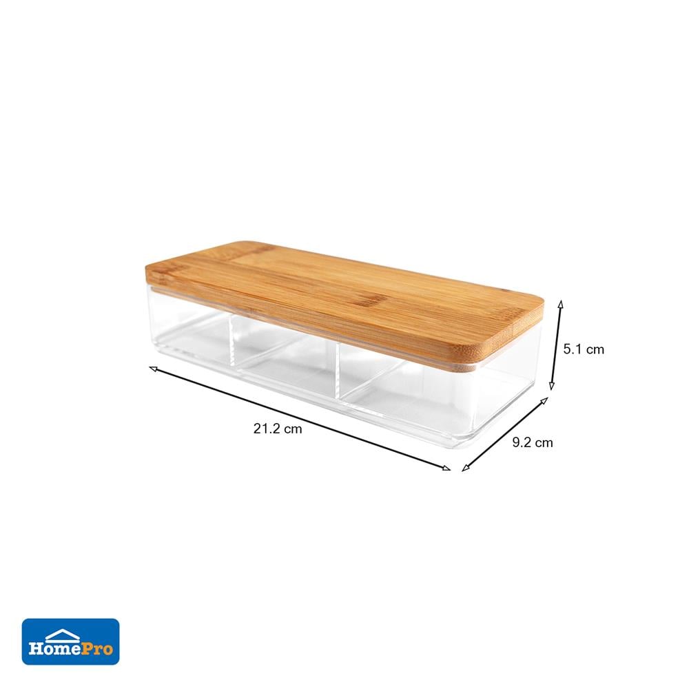 กล่องใสฝาไม้ STACKO MOKU BB01023 9.2x21.2x5.1 ซม.