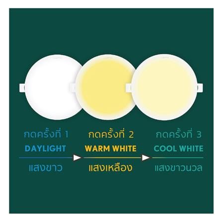 ดาวน์ไลท์ LED LAMPTAN COLOUR SWITCH DECIDE 4.5 นิ้ว 13 วัตต์ DAYLIGHT/WARM WHITE/COOL WHITE สีขาว_5