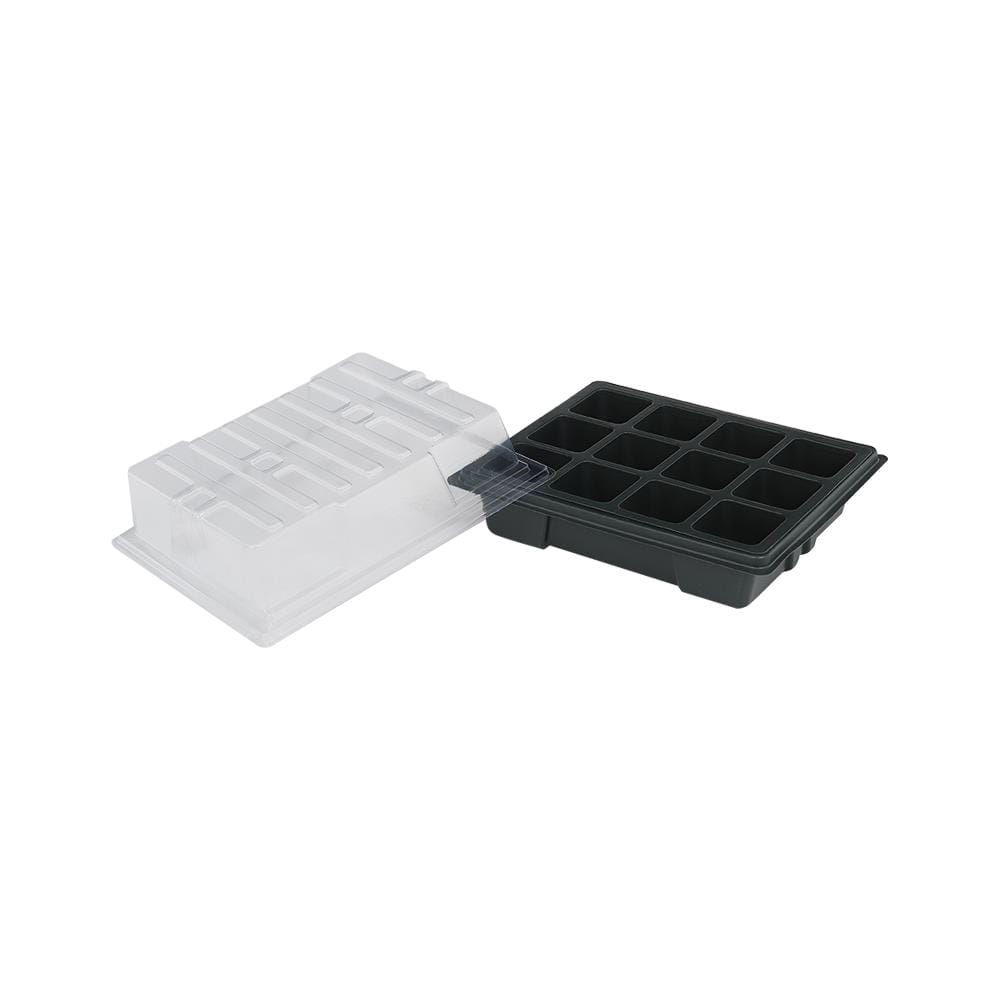 ถาดเพาะชำพร้อมฝาปิด SPRING 20x24 ซม. 12 หลุม สีดำ