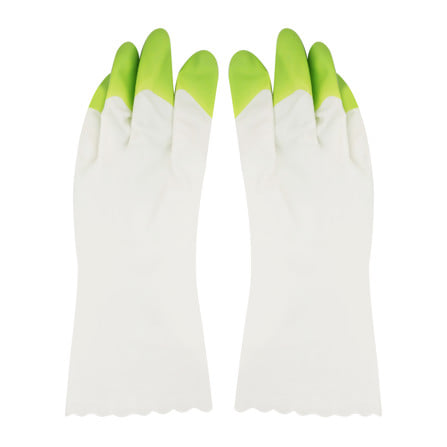 ถุงมือ PVC SHALDAN SIZE M สีขาว/เขียว_0