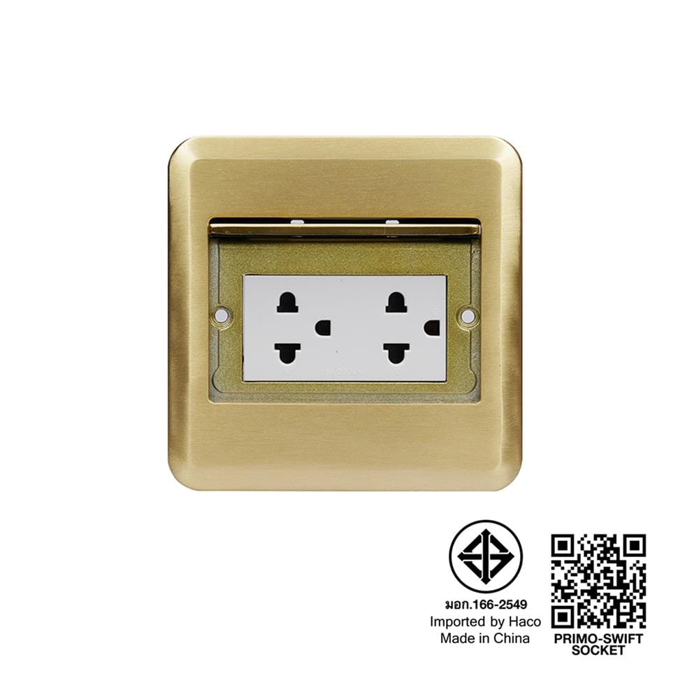 ชุดเต้ารับฝังพื้นทองเหลือง HACO HSI15BDAPE สีทอง