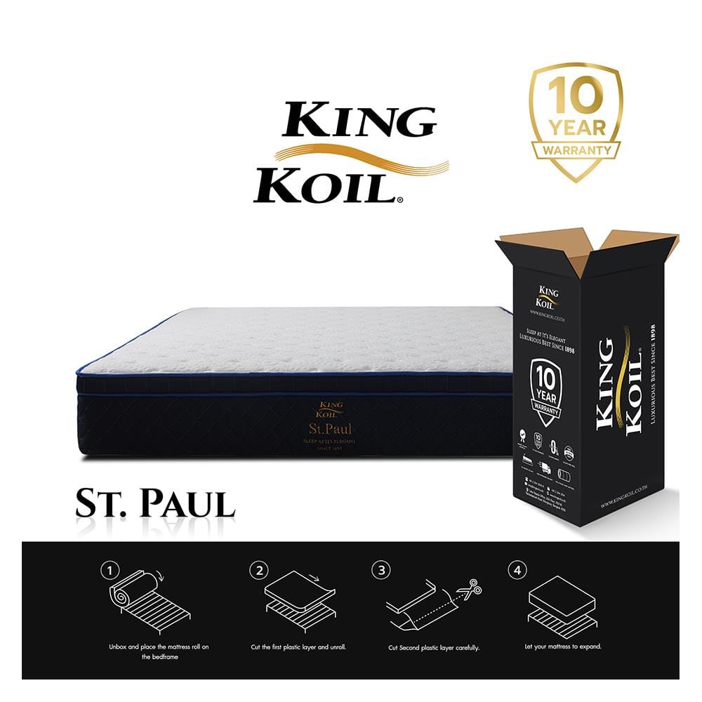 ที่นอนยางพารา 6 ฟุต KINGKOIL รุ่น ST.PAUL พร้อมหมอนหนุน 2 ชิ้น