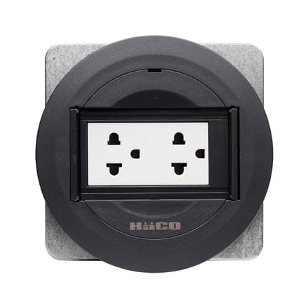 ชุดเต้ารับฝังพื้นอะลูมิเนียมแบบกลม HACO PPU-22S/P-E2 สีดำ_0