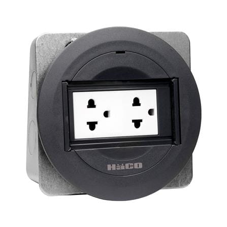 ชุดเต้ารับฝังพื้นอะลูมิเนียมแบบกลม HACO PPU-22S/P-E2 สีดำ_1