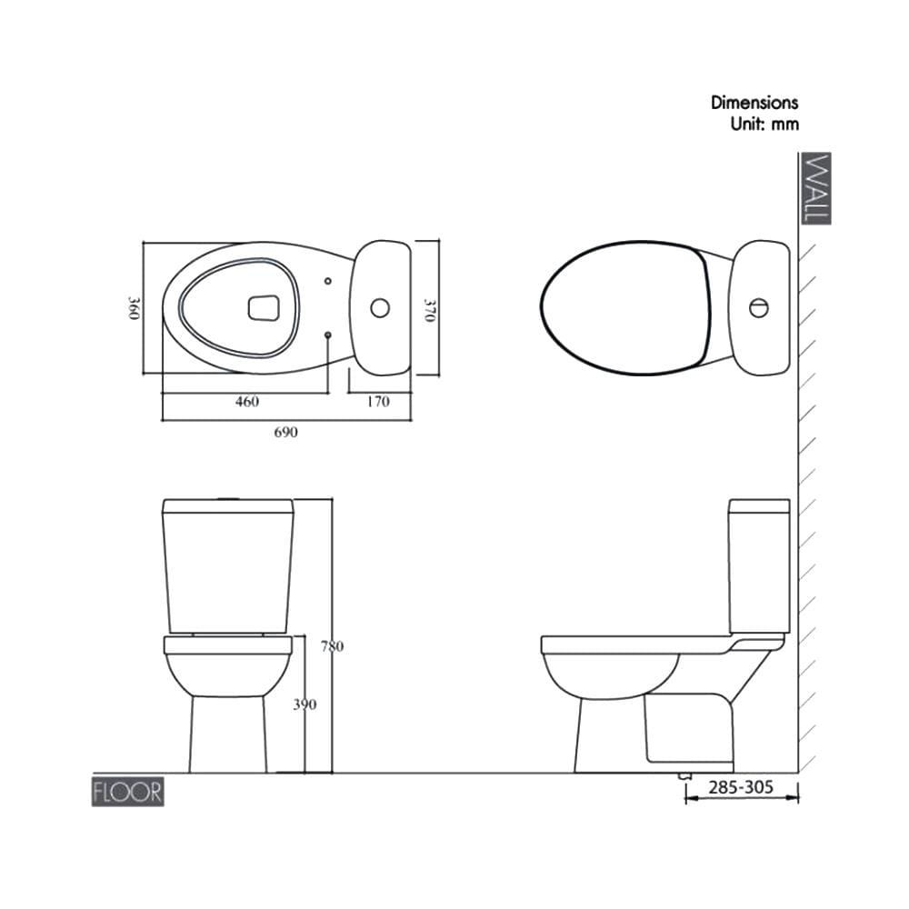 สุขภัณฑ์ 2 ชิ้น NASCO NC-7681S-WA 3/4.5 ลิตร สีขาว