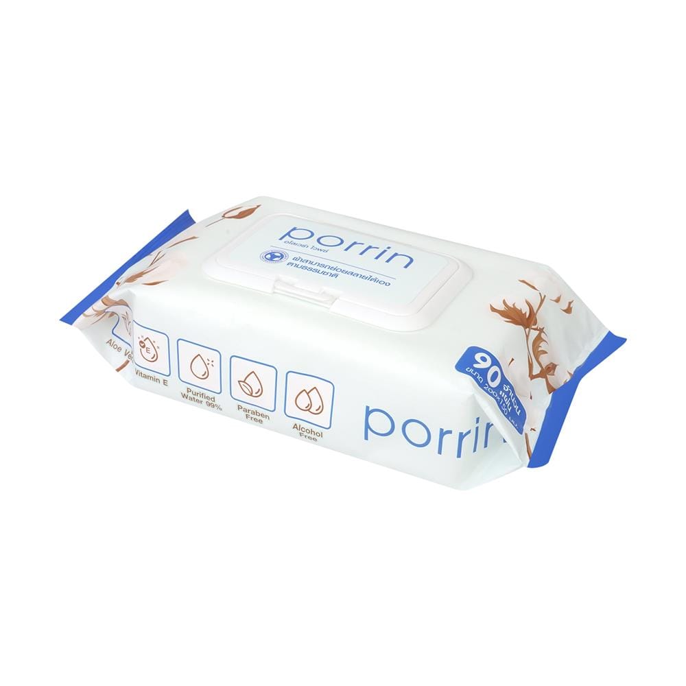 ผ้าเช็ดทำความสะอาด PORRIN ALOE VERA 90 แผ่น