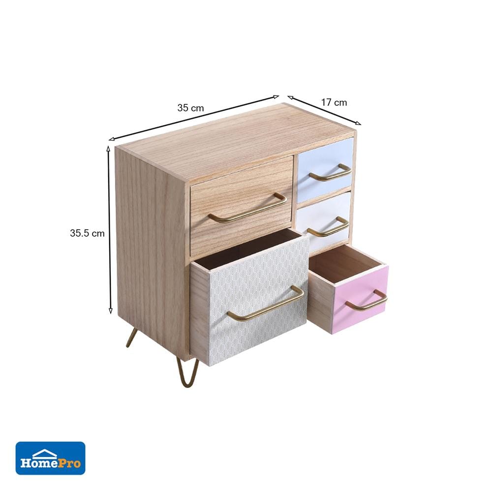 ชั้นลิ้นชักไม้ 5 ลิ้นชัก STACKO LINDO 35X17X35.5 ซม. สีไม้