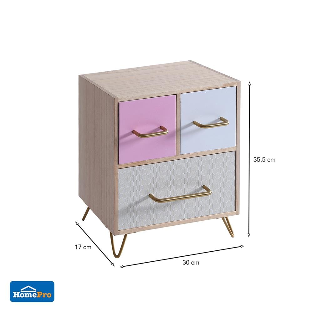ชั้นลิ้นชักไม้ 3 ลิ้นชัก STACKO LINDO 30X17X35.5 ซม. สีไม้