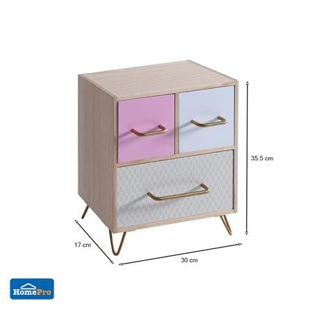ชั้นลิ้นชักไม้ 3 ลิ้นชัก STACKO LINDO 30X17X35.5 ซม. สีไม้_5