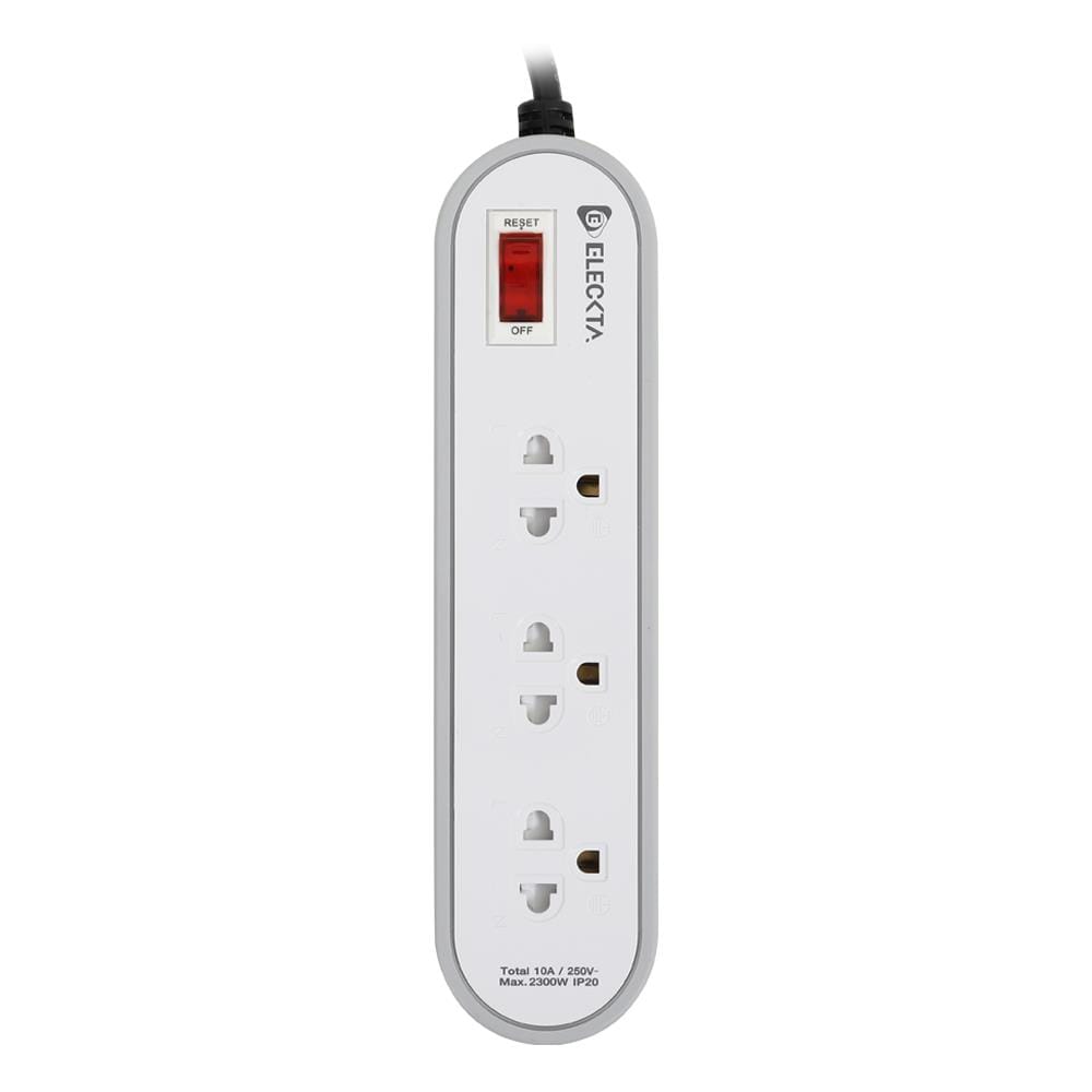 รางปลั๊กไฟ 3 ช่อง 1 สวิตช์ ELECKTA ET3146-2GY 2 เมตร สีเทา_0