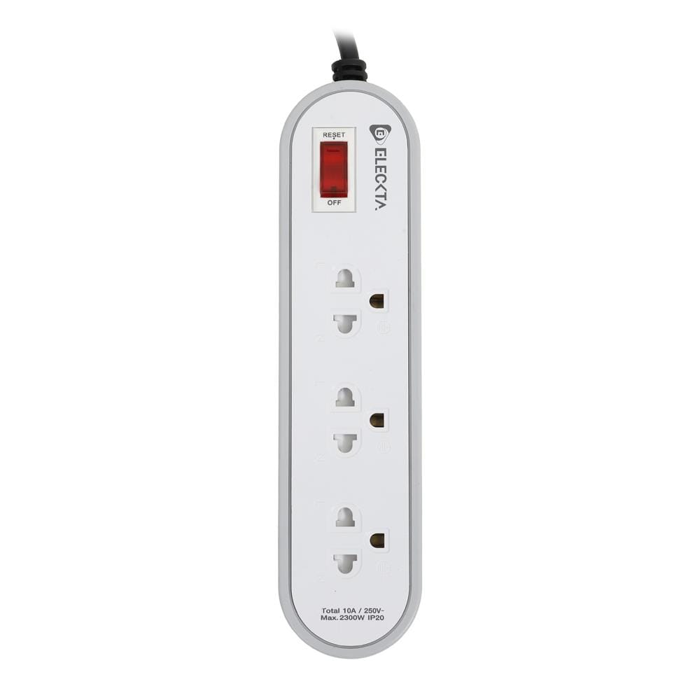 รางปลั๊กไฟ 3 ช่อง 1 สวิตช์ ELECKTA ET3146-3GY 3 เมตร สีเทา