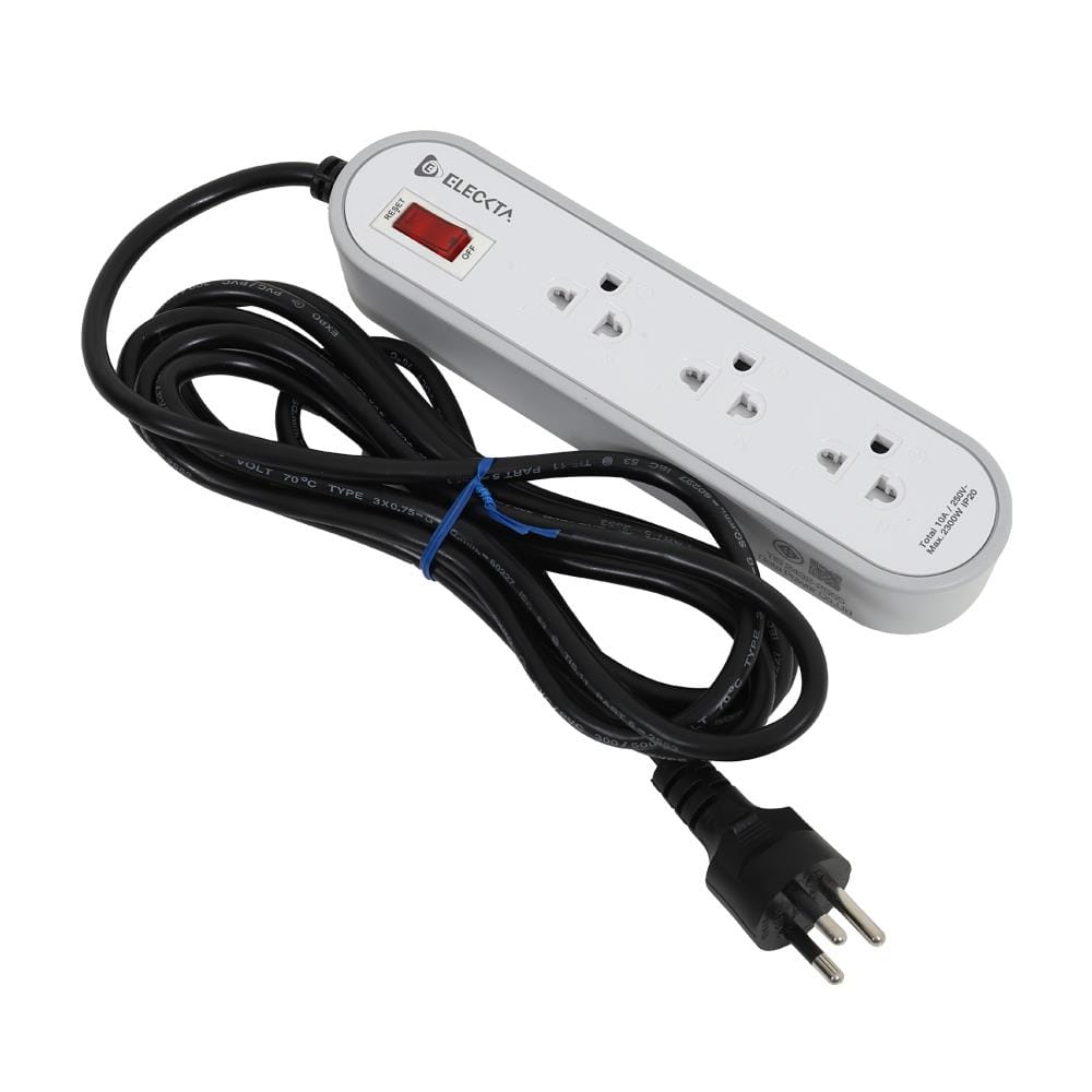 รางปลั๊กไฟ 3 ช่อง 1 สวิตช์ ELECKTA ET3146-3GY 3 เมตร สีเทา