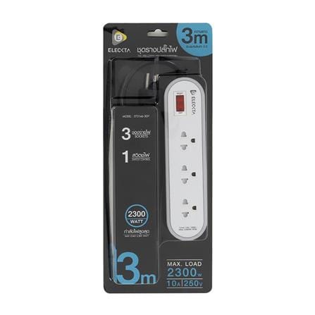 รางปลั๊กไฟ 3 ช่อง 1 สวิตช์ ELECKTA ET3146-3GY 3 เมตร สีเทา_4
