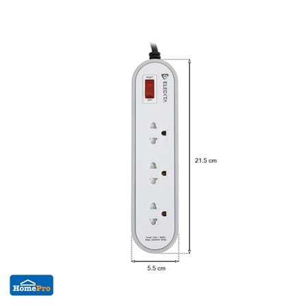 รางปลั๊กไฟ 3 ช่อง 1 สวิตช์ ELECKTA ET3146-3GY 3 เมตร สีเทา_6