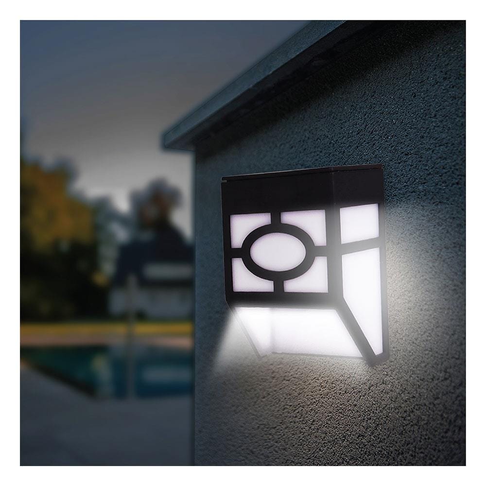 ไฟผนังภายนอก SOLAR HI-TEK HFSW01001B 0.06 วัตต์ DAYLIGHT สีดำ (แพ็ก 2 ชิ้น)