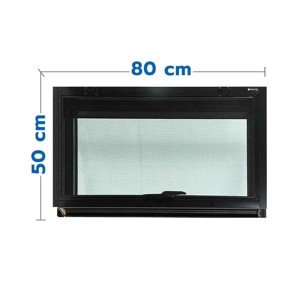 หน้าต่างบานเปิดกระทุ้ง อะลูมิเนียม มุ้ง WINDOW ASIA F10 80X50 ซม. สีดำ