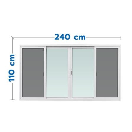 หน้าต่างบานเลื่อน อะลูมิเนียม F-S-S-F มุ้ง WINDOW ASIA F10 240X110 ซม. สีขาว_0