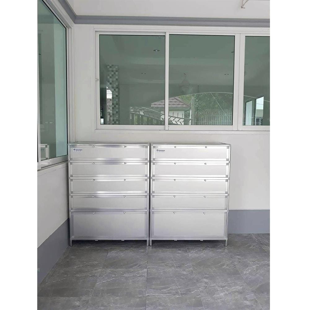 ตู้รองเท้าอะลูมิเนียม 5 ชั้น MKF MK555 สีเงิน