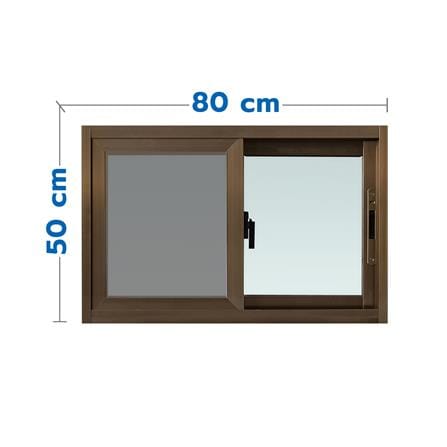 หน้าต่างบานเลื่อน อะลูมิเนียม S-S มุ้ง WINDOW ASIA F10 80X50 ซม. สีน้ำตาล_0
