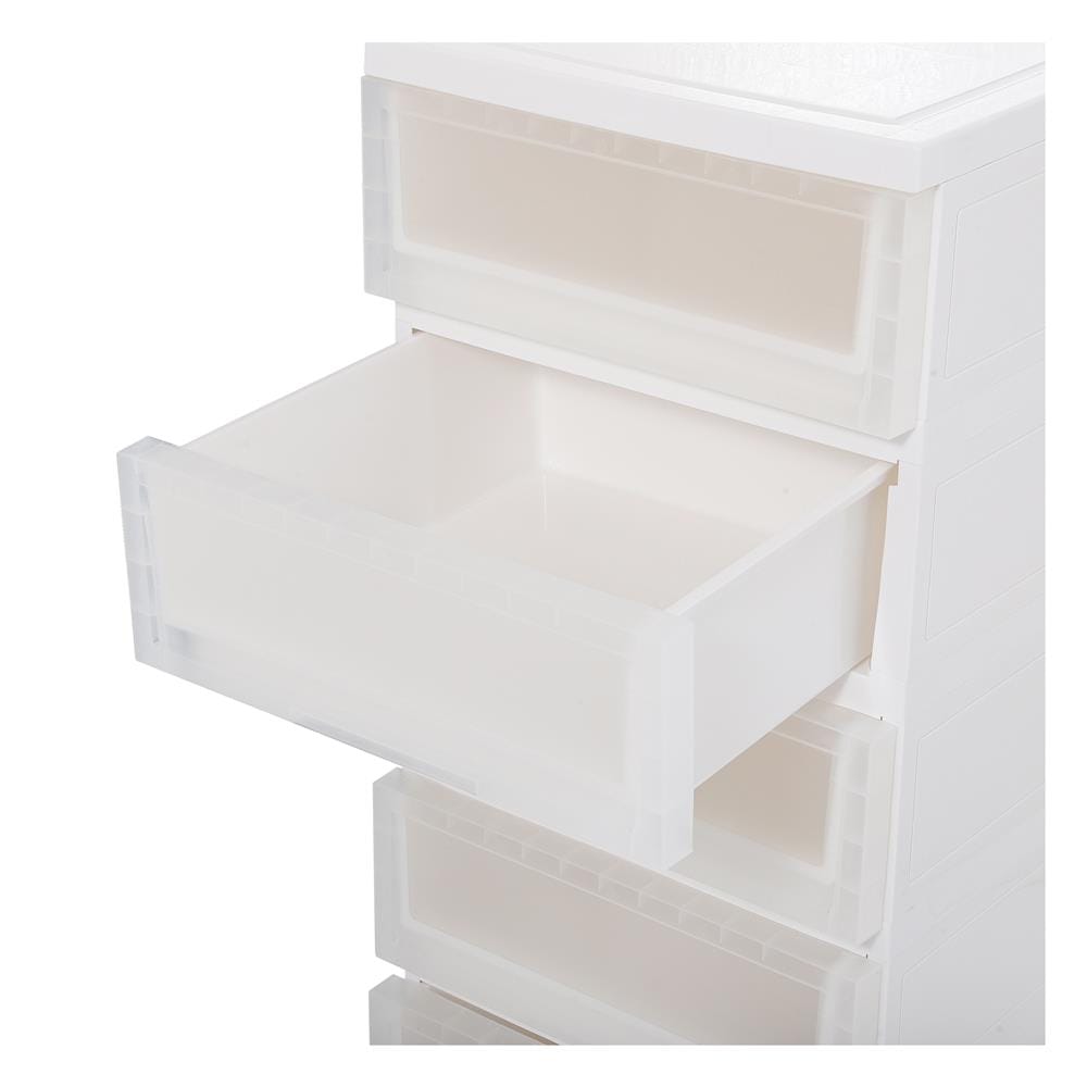 ตู้ลิ้นชัก 5 ชั้น มีล้อ STACKO MONO 43x43x94 ซม. สีขาว