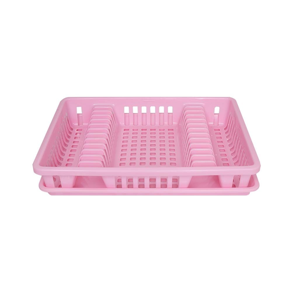 ชั้นคว่ำจานพลาสติกพร้อมถาดรอง SN 9883/1 สีชมพู