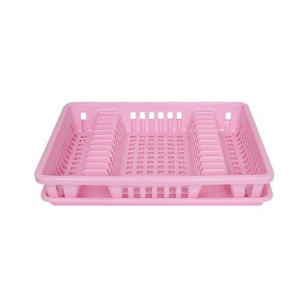 ชั้นคว่ำจานพลาสติกพร้อมถาดรอง SN 9883/1 สีชมพู_1