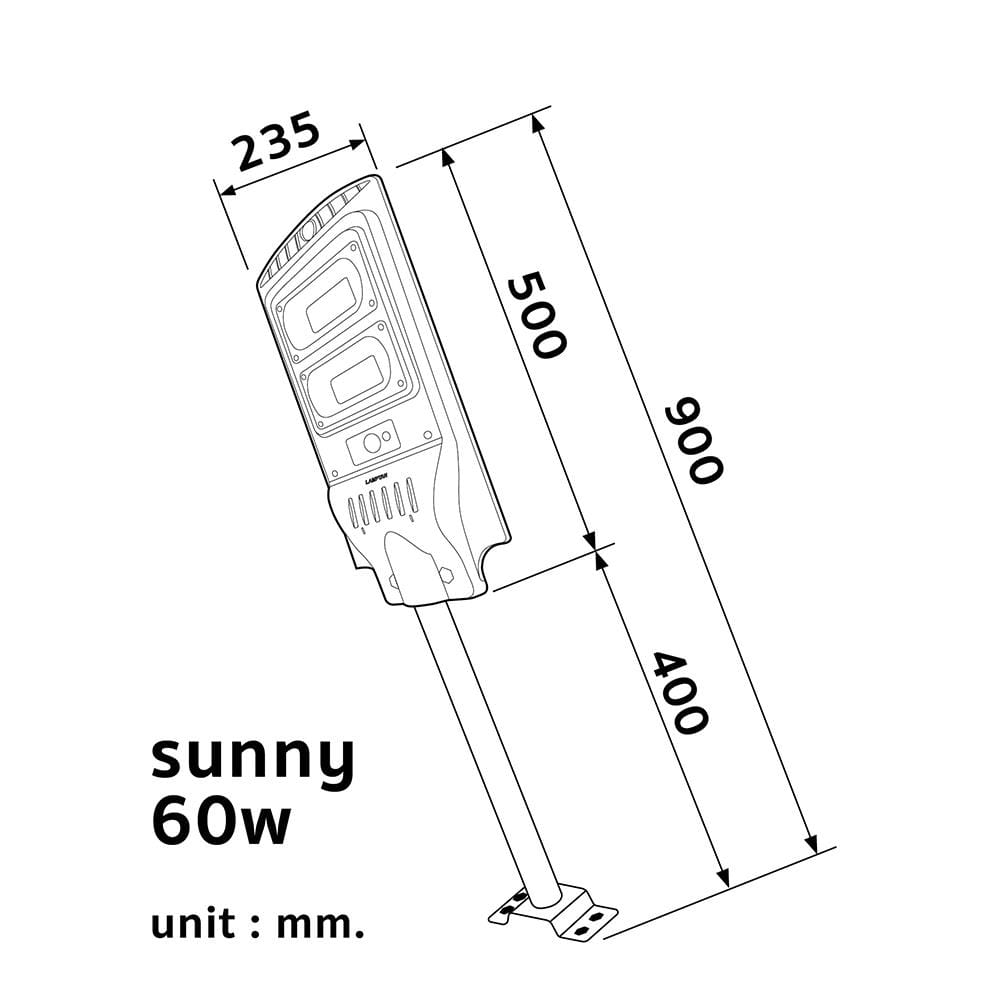 ไฟถนน SOLAR LAMPTAN SUNNY 60 วัตต์ DAYLIGHT สีดำ