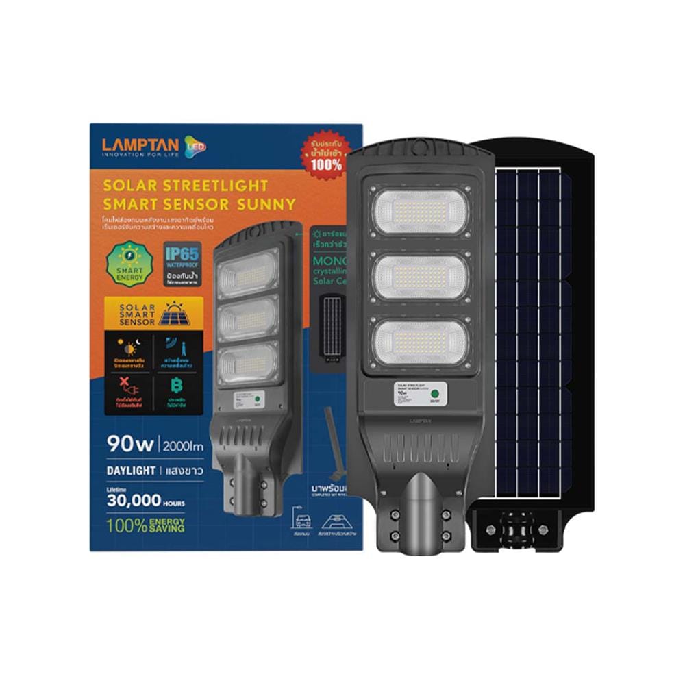 ไฟถนน SOLAR LAMPTAN SUNNY 90 วัตต์ DAYLIGHT สีดำ