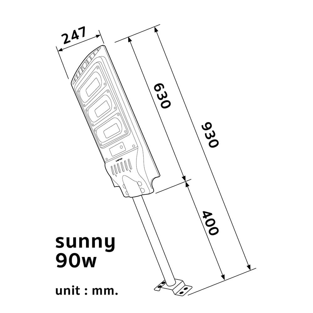 ไฟถนน SOLAR LAMPTAN SUNNY 90 วัตต์ DAYLIGHT สีดำ