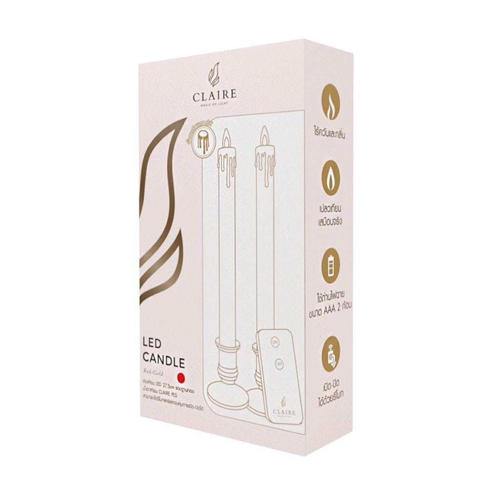 เชิงเทียน LED CLAIRE 0.06 วัตต์ WARMWHITE 27.5 ซม. สีแดง/ทอง