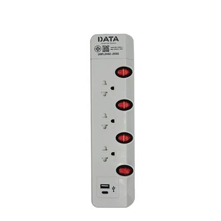 รางปลั๊กไฟ 3 ช่อง 4 สวิตช์ 2 USB DATA HMW4236 3 ม. สีเทา_0