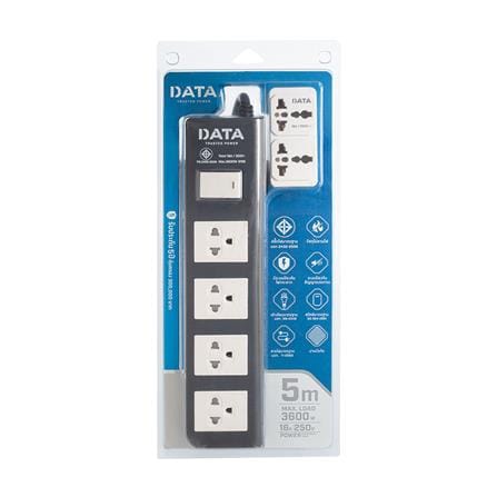 รางปลั๊กไฟ 4ช่อง 1สวิตช์ DATA APDW424 16 แอมป์ 5 ม. สีดำ_1