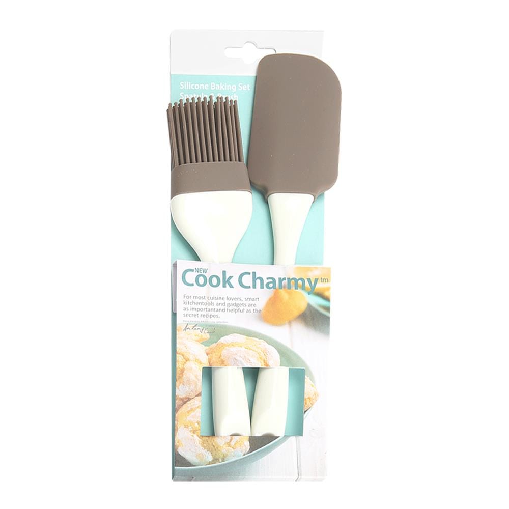 ชุดไม้พาย+แปรง COOK CHARMY 2 ชิ้น ด้ามขาว