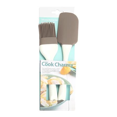 ชุดไม้พาย+แปรง COOK CHARMY 2 ชิ้น ด้ามขาว