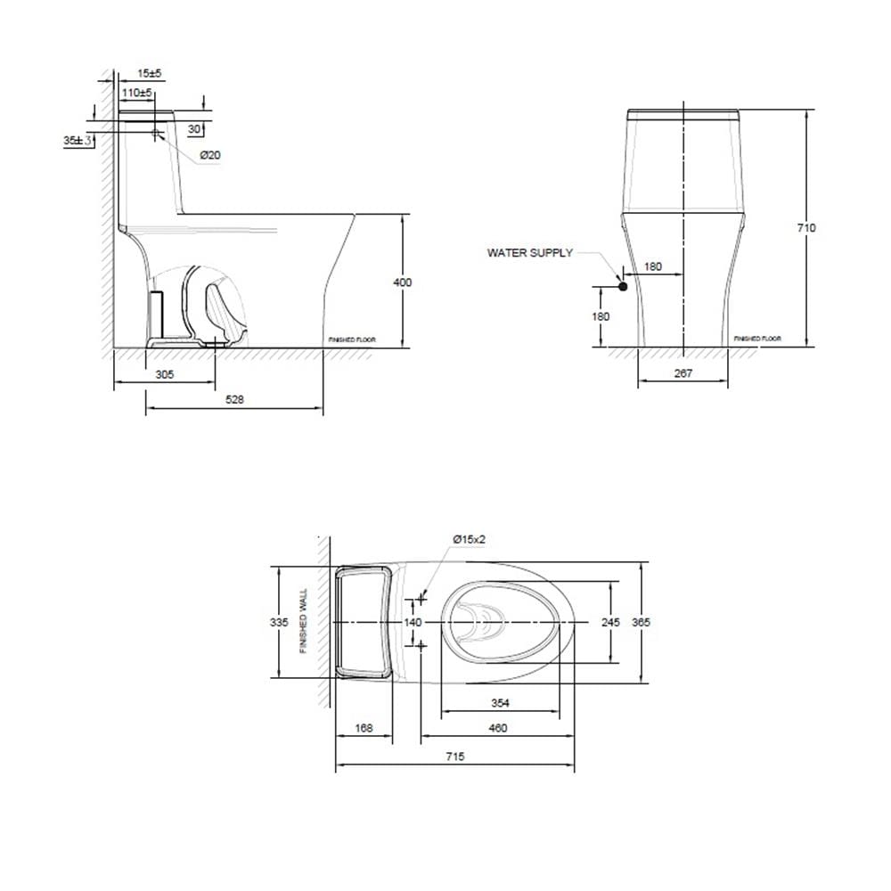 สุขภัณฑ์ 1 ชิ้น AMERICAN STANDARD 2530SCTL-WT-0 4.8 ลิตร สีขาว