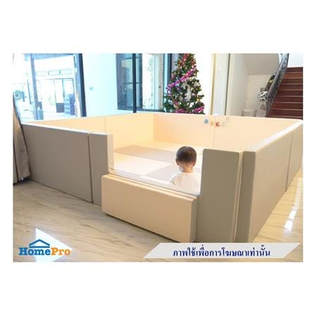 คอกกั้นเด็ก GEKO ไซซ์ L หนัง SILICONE สีเทา/ขาว_4