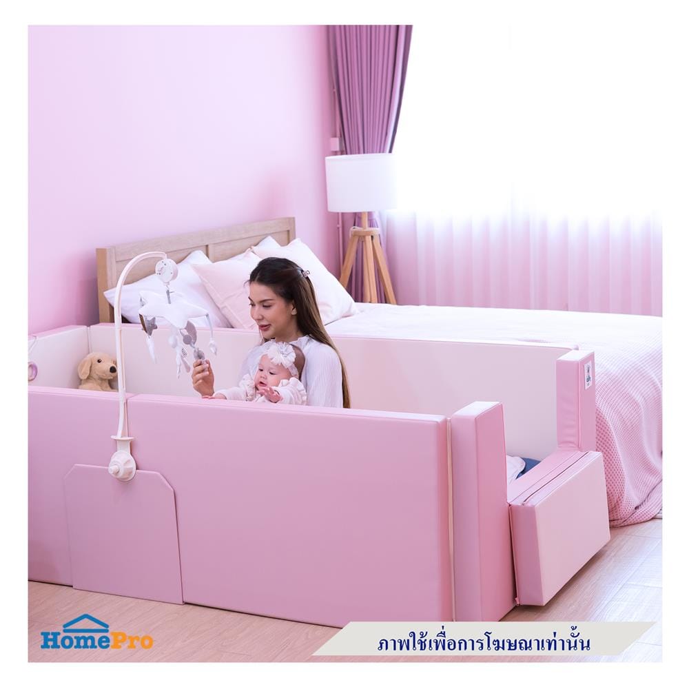 คอกกั้นเด็ก GEKO ไซซ์ S หนัง PU สีเทา/ขาว