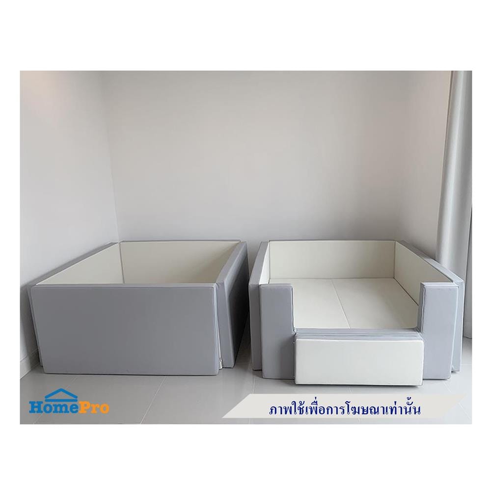 คอกกั้นเด็ก GEKO 3.5 ฟุต หนัง PU สีเทา/ขาว