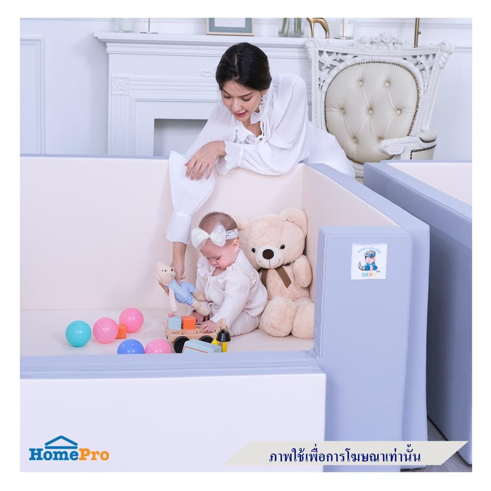 คอกกั้นเด็ก GEKO ไซซ์ S หนัง SILICONE สีเทา/ขาว