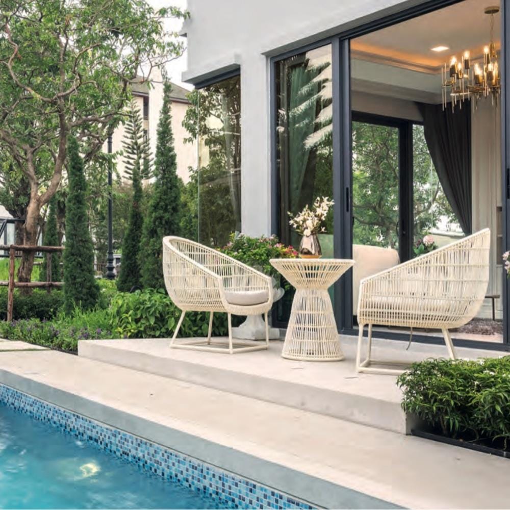 โต๊ะหวายเทียม MODERN OUTDOOR PLANTA สีแดง