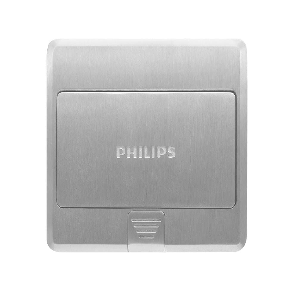 กล่องเต้ารับฝังพื้นสเตนเลส PHILIPS LEAF สีเงิน