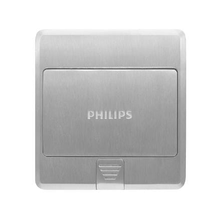 กล่องเต้ารับฝังพื้นสเตนเลส PHILIPS LEAF สีเงิน