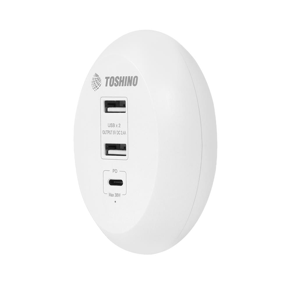ช่องจ่ายไฟ 3 ช่อง (2USB + 1TYPE C) TOSHINO TS-3UPD