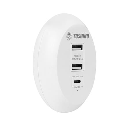 ช่องจ่ายไฟ 3 ช่อง (2USB + 1TYPE C) TOSHINO TS-3UPD_1